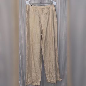 Hunt Club Linen Tan Wide Leg Cuff Pants